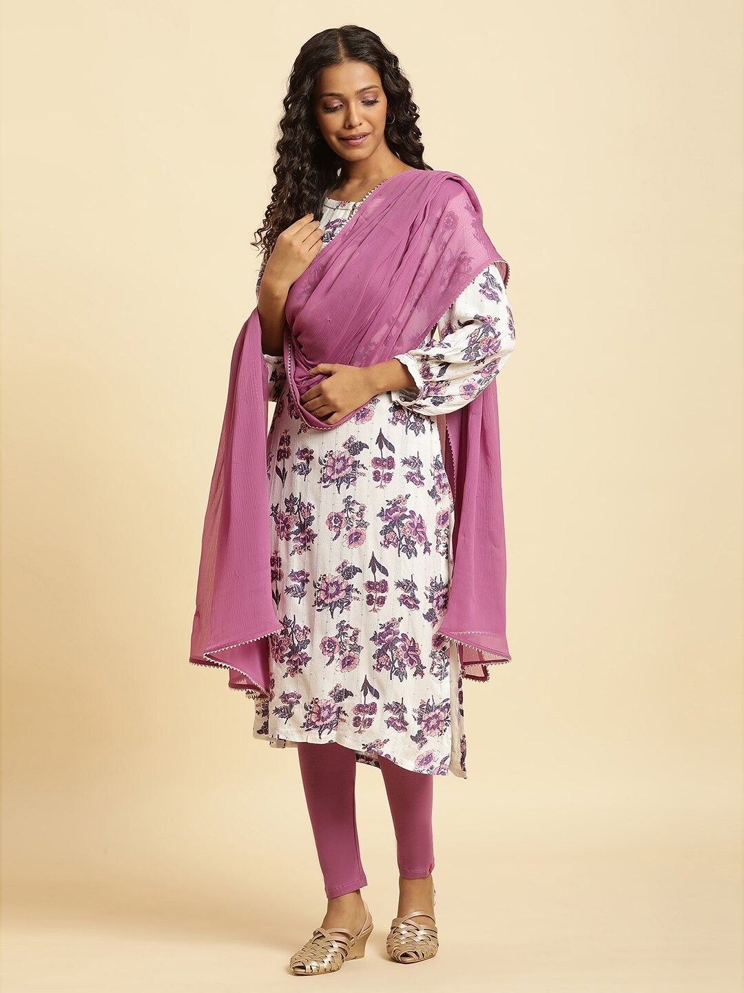 

W Dupatta with Gotta Patti, Purple