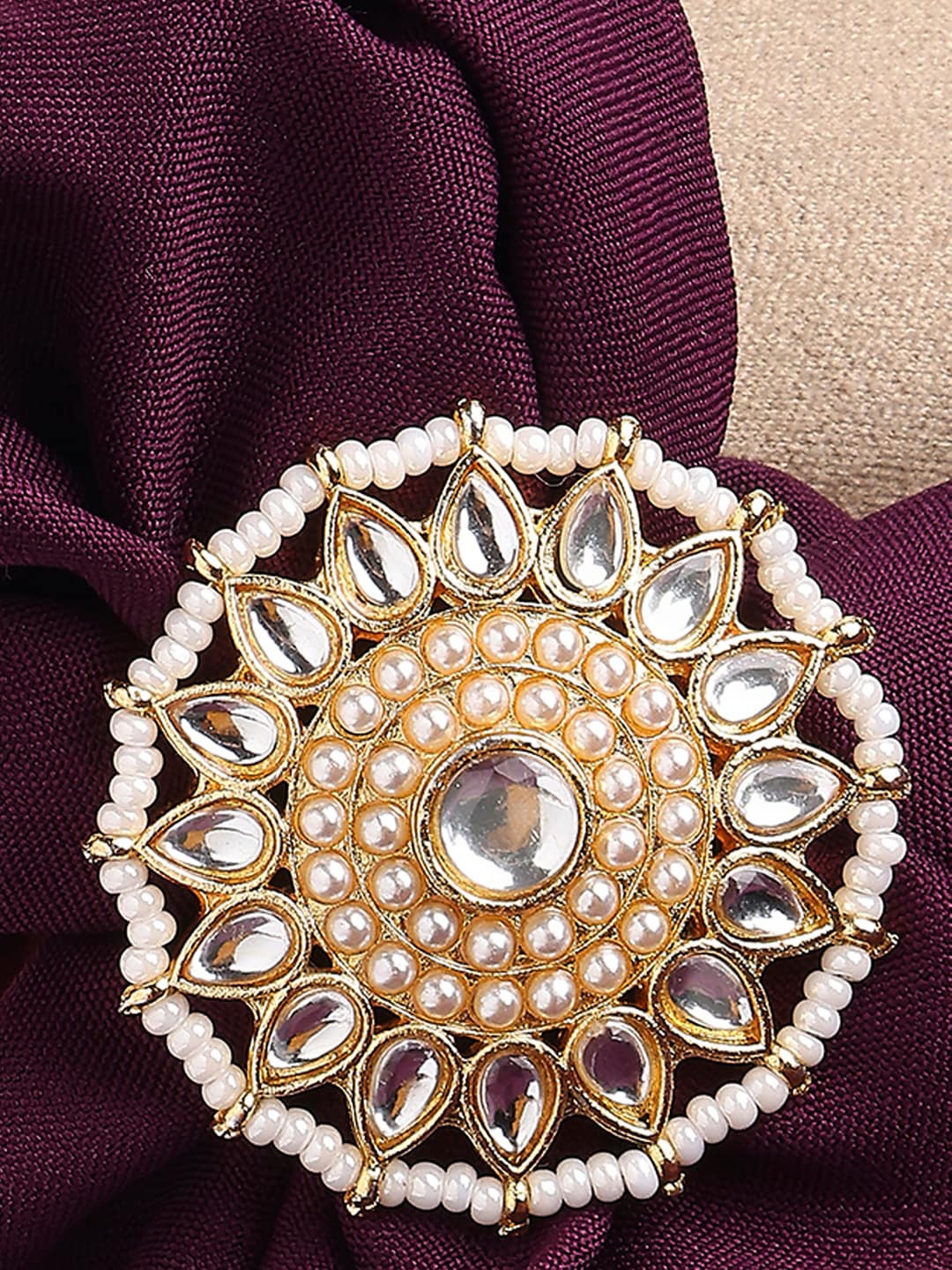 

OOMPH Gold-Plated Kundan Studded Jadau Finger Ring