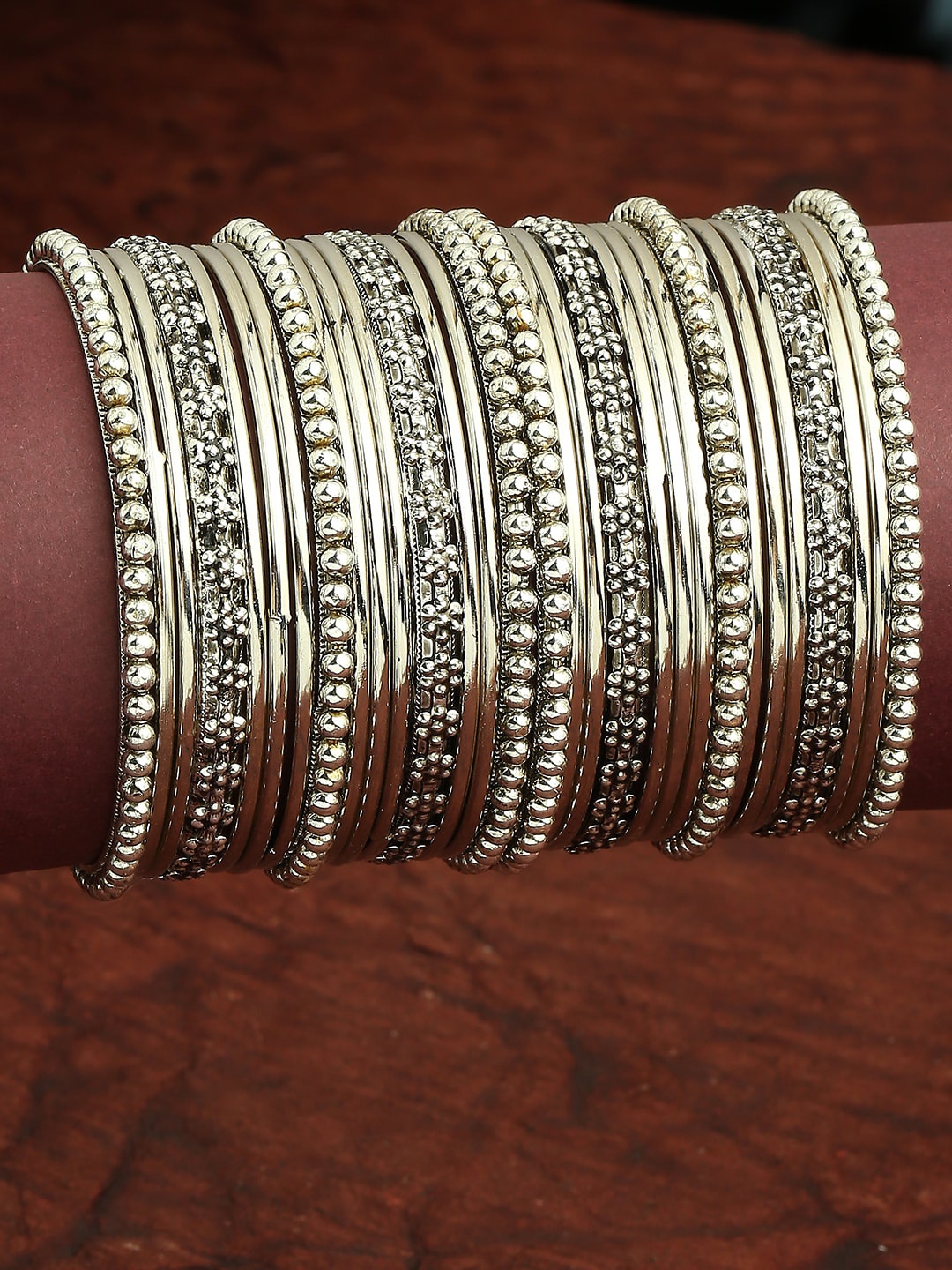 

OOMPH Set Of 30 Silver Plated Oxidised Bangles