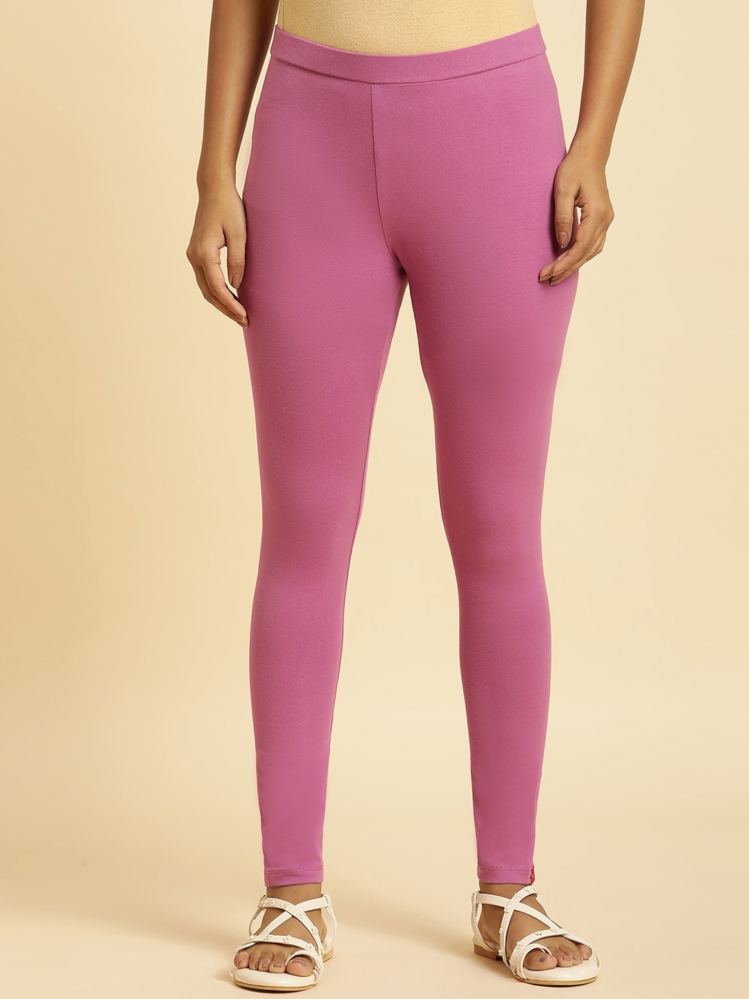 

W Mid Rise Ankle Length Leggings, Pink