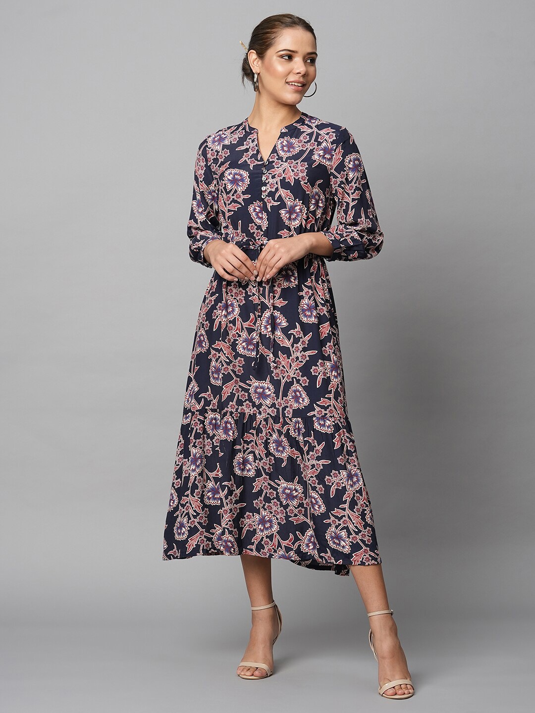 

Chemistry Floral Print A-Line Midi Dress, Navy blue