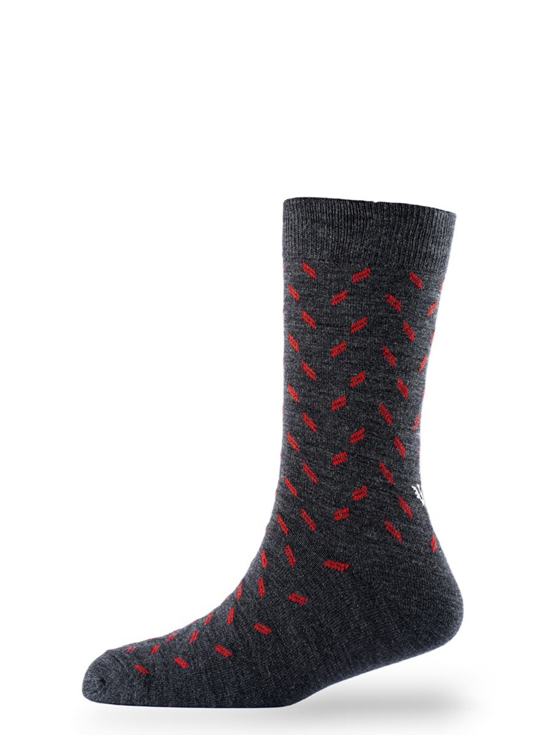 

Cotstyle Men Pack Of 3 Patterned Pure Wool Calf-Length Socks, Black