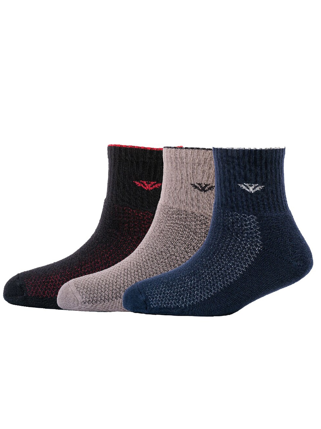 

Cotstyle Men Pack of 3 Cotton Patterned Ankle-Length Socks, Black