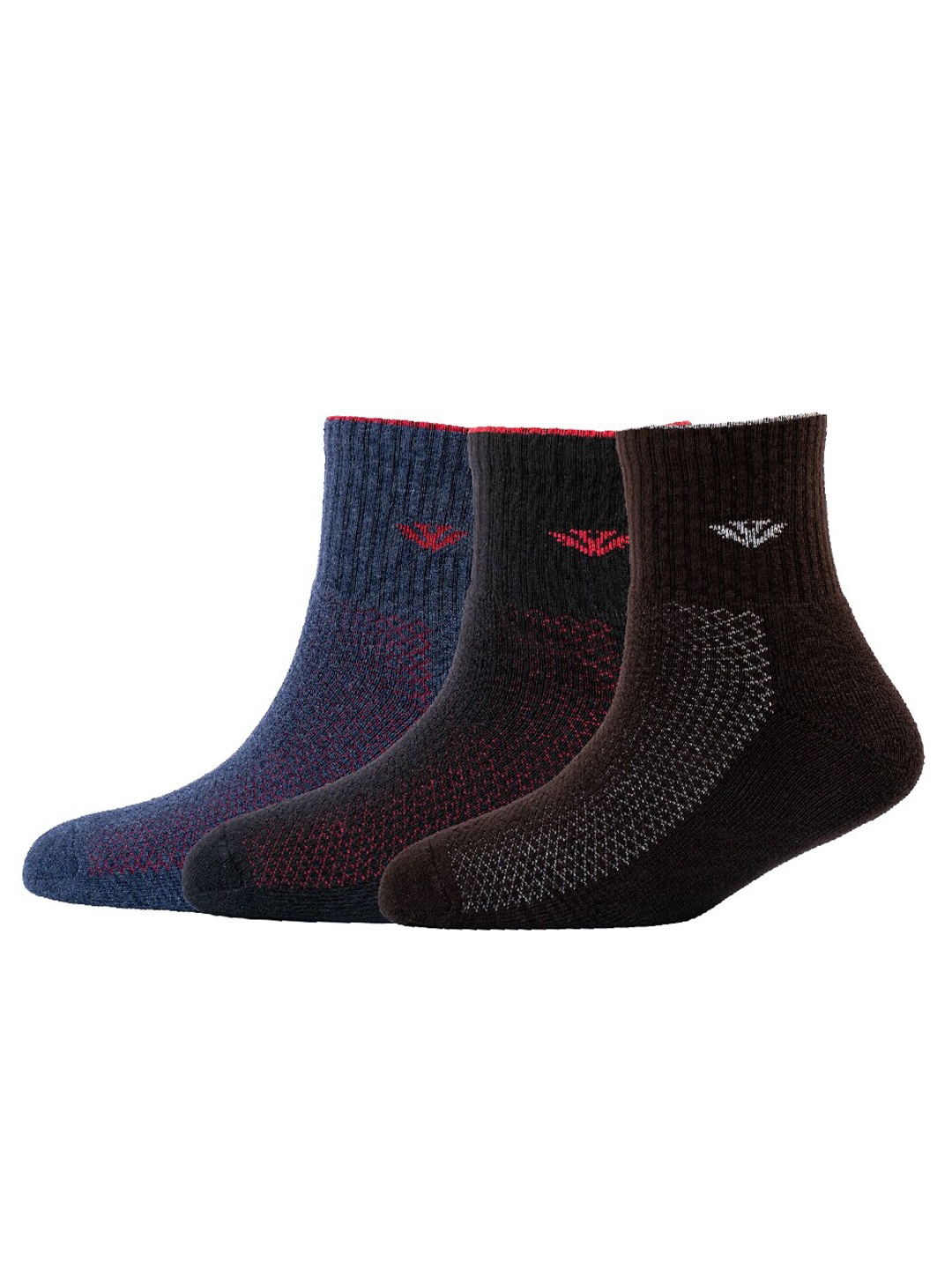 

Cotstyle Men Pack Of 3 Patterned Cotton Ankle-Length Socks, Black