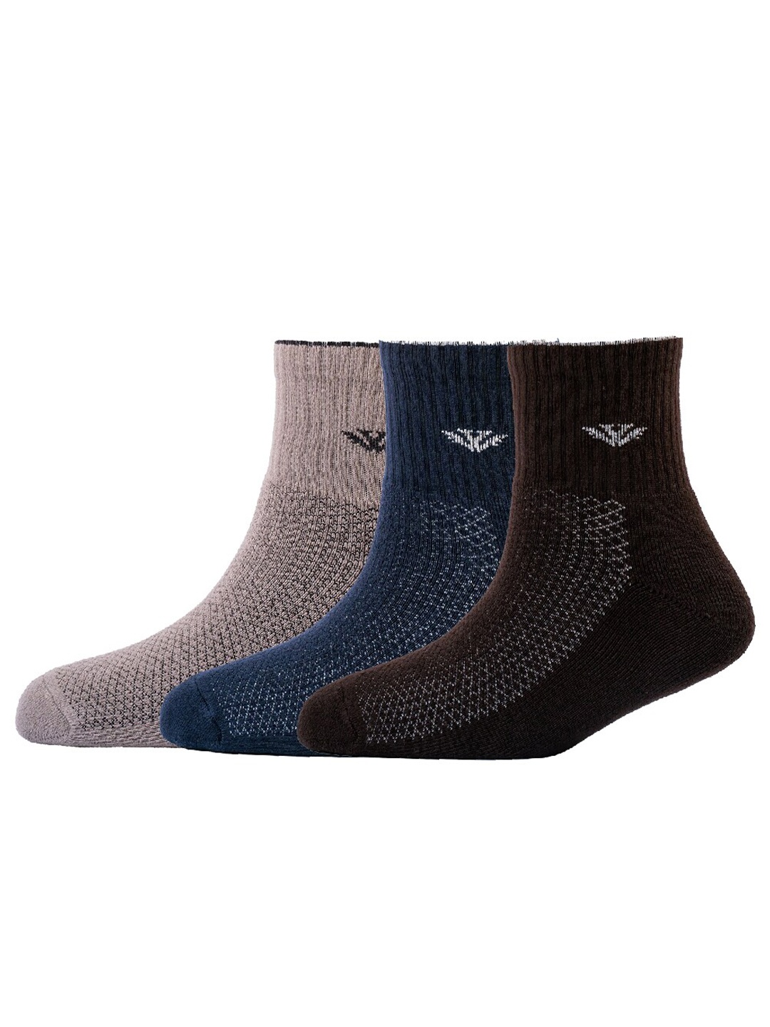 

Cotstyle Men Pack Of 3 Patterned Pure Cotton Above Ankle Socks, Grey
