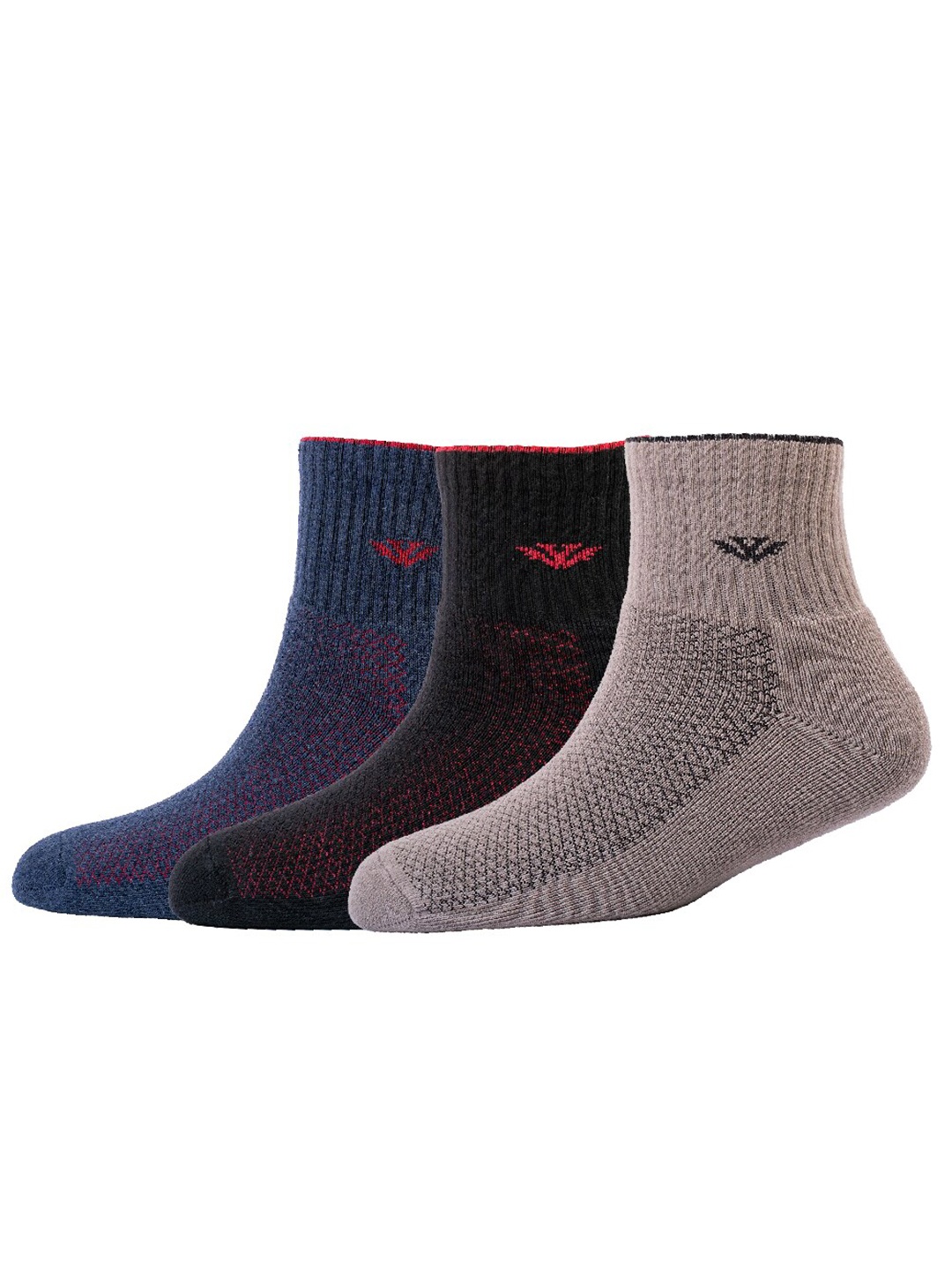 

Cotstyle Men Pack Of 3 Patterned Pure Cotton Ankle-Length Socks, Black