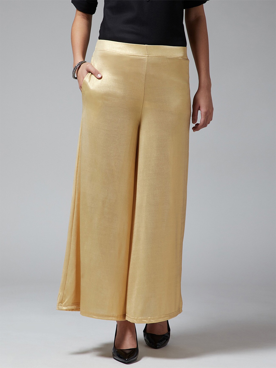 

THE PAJAMA FACTORY Mid Rise Wide Leg Palazzo, Gold