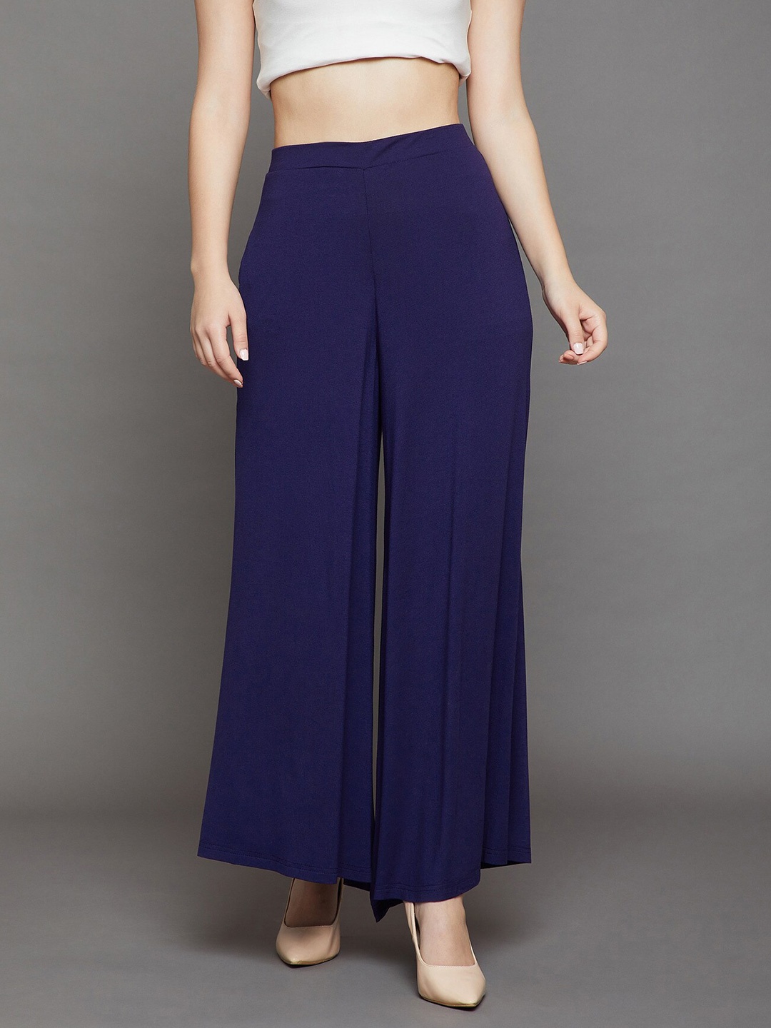 

THE PAJAMA FACTORY Mid Rise Wide Leg Palazzo, Navy blue