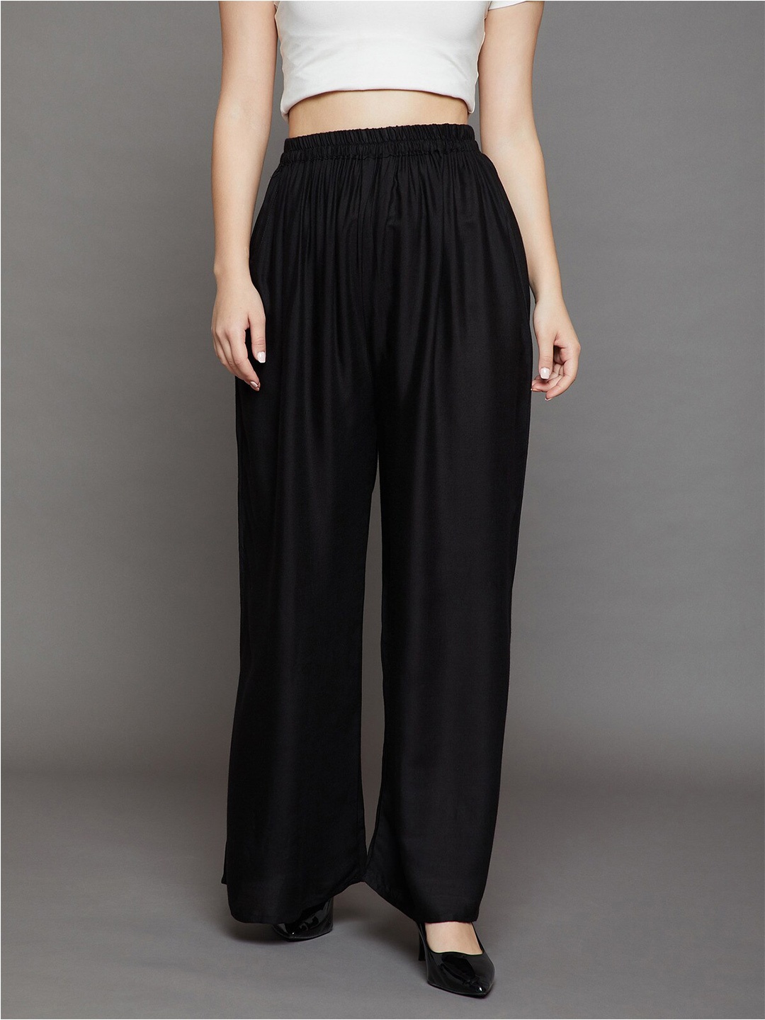 

THE PAJAMA FACTORY Mid Rise Wide Leg Palazzo, Black