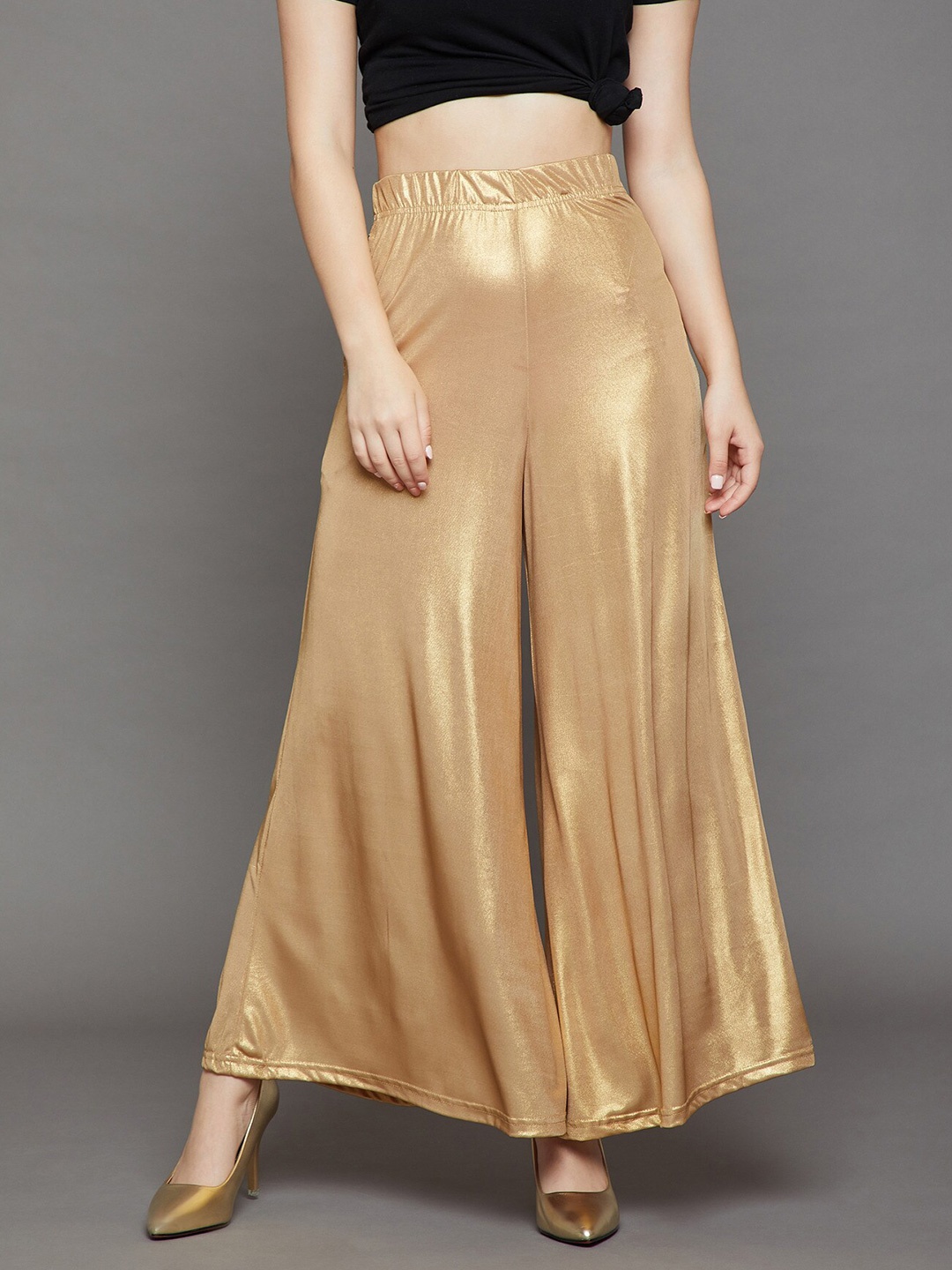 

THE PAJAMA FACTORY Mid Rise Wide Leg Palazzo, Gold