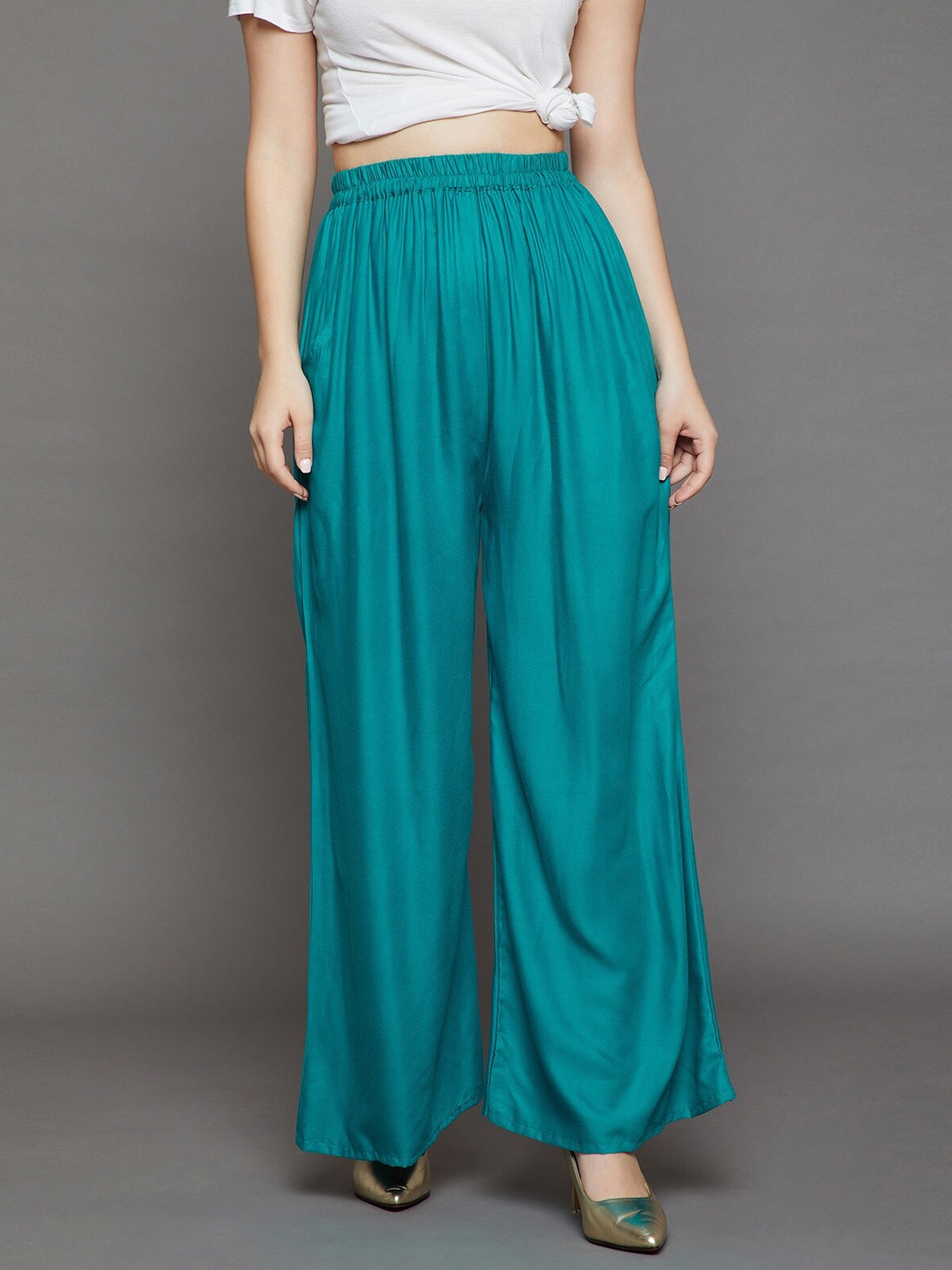 

THE PAJAMA FACTORY Mid Rise Wide Leg Palazzo, Teal