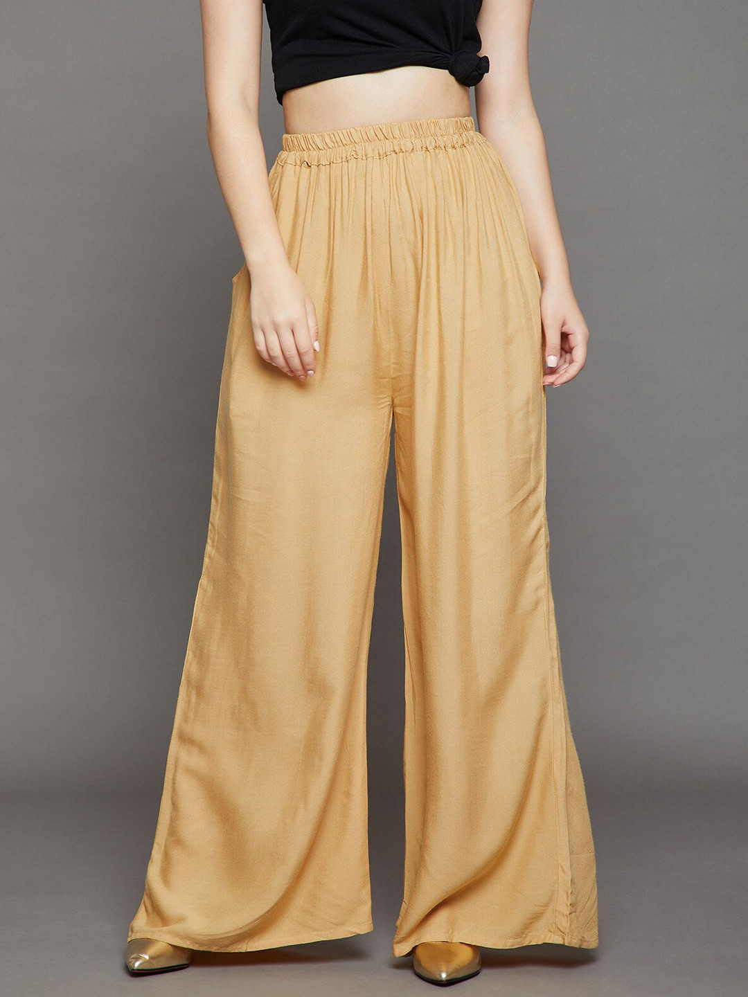 

THE PAJAMA FACTORY Mid Rise Wide Leg Palazzo, Beige