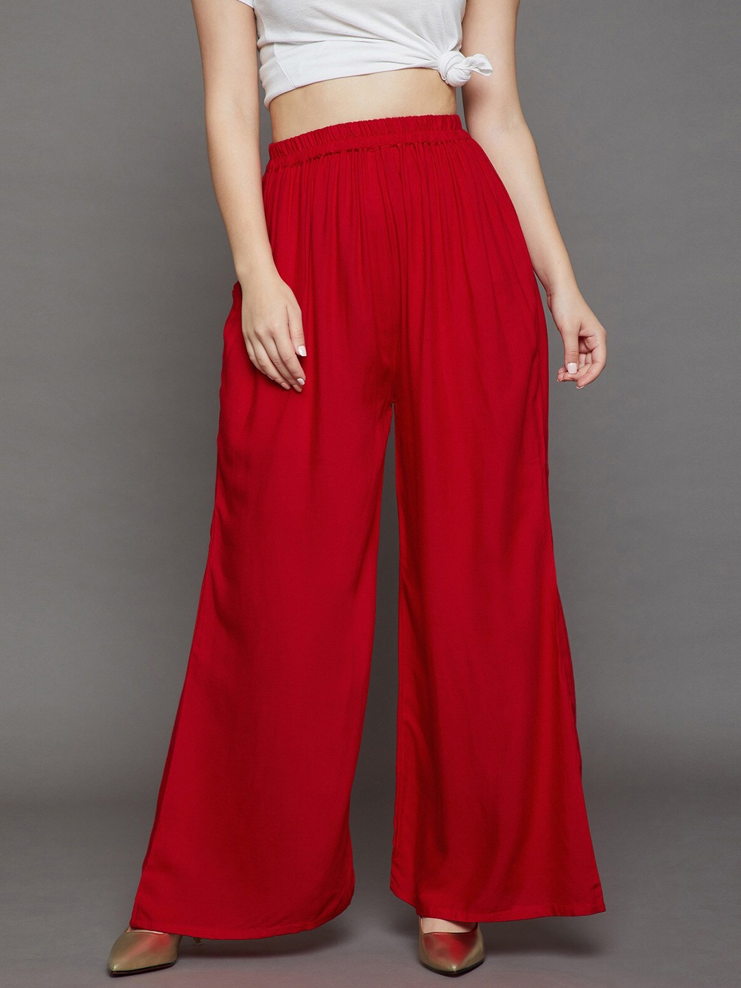 

THE PAJAMA FACTORY Mid Rise Wide Leg Palazzo, Red