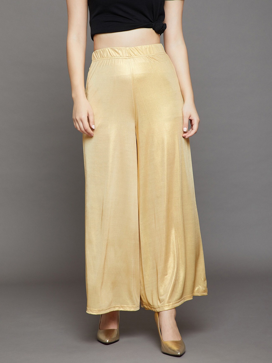 

THE PAJAMA FACTORY Mid Rise Wide Leg Palazzo, Gold