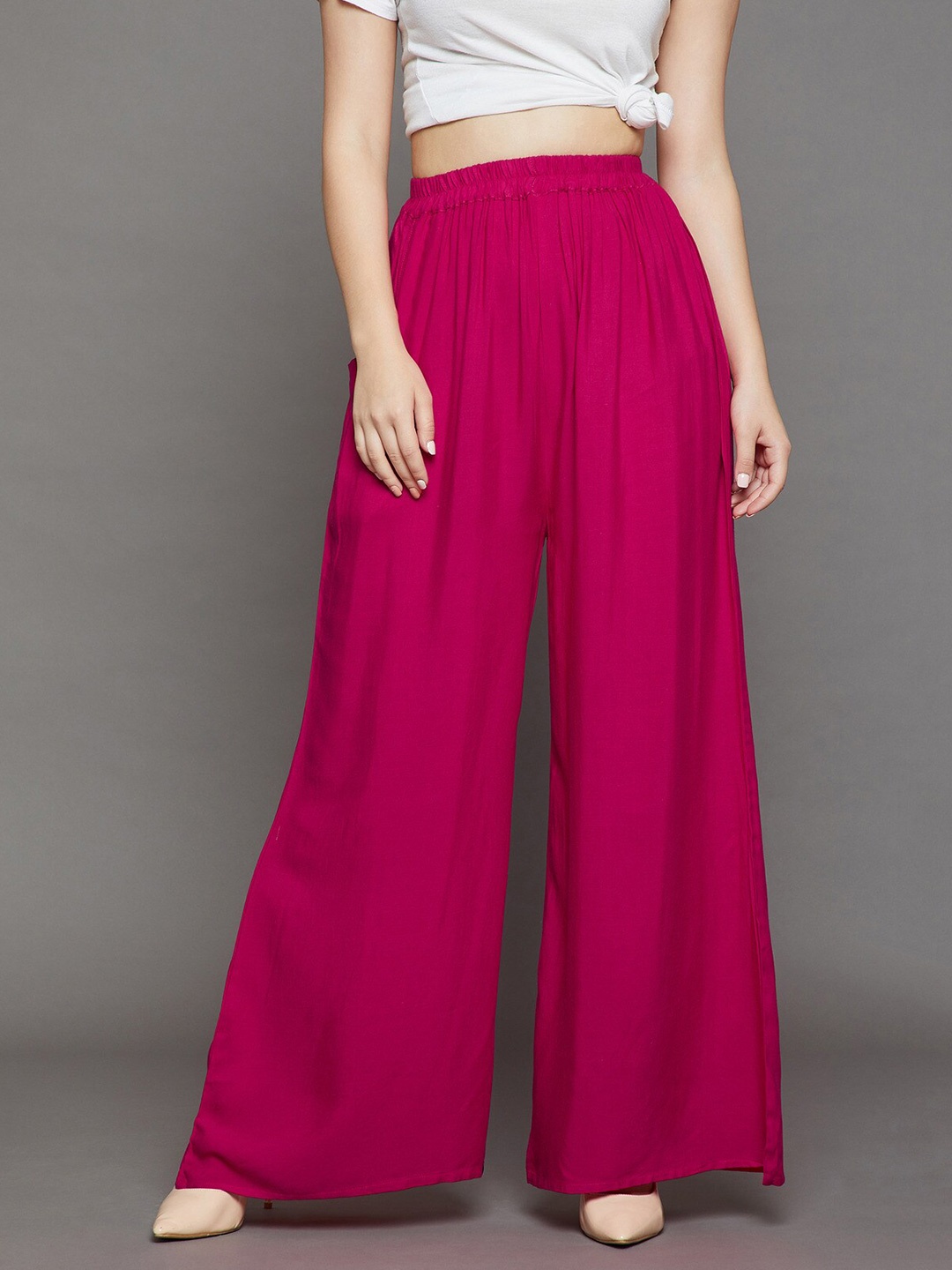 

THE PAJAMA FACTORY Mid Rise Wide Leg Palazzo, Magenta