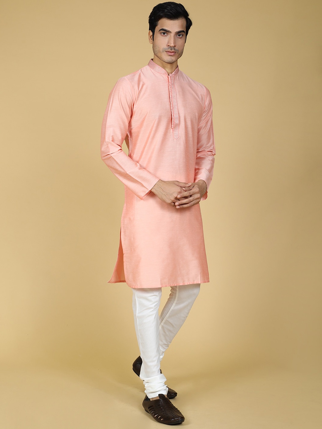 

Sultan The King Of Kurta Regular Kurta With Churidar, Peach