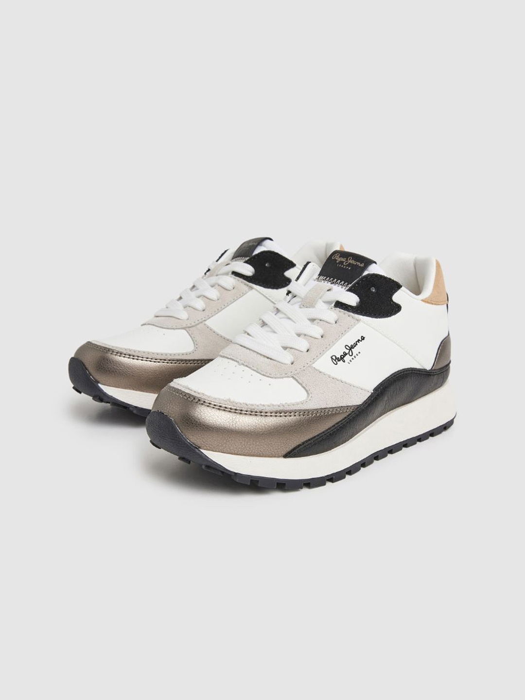 

Pepe Jeans Women Dean Kent Colourblocked Comfort Insole Contrast Sole Sneakers, White