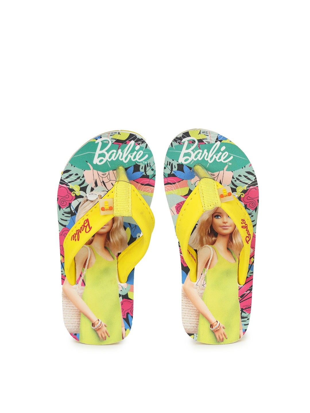 

toothless Girls Barbie Printed Rubber Thong Flip-Flops, Yellow