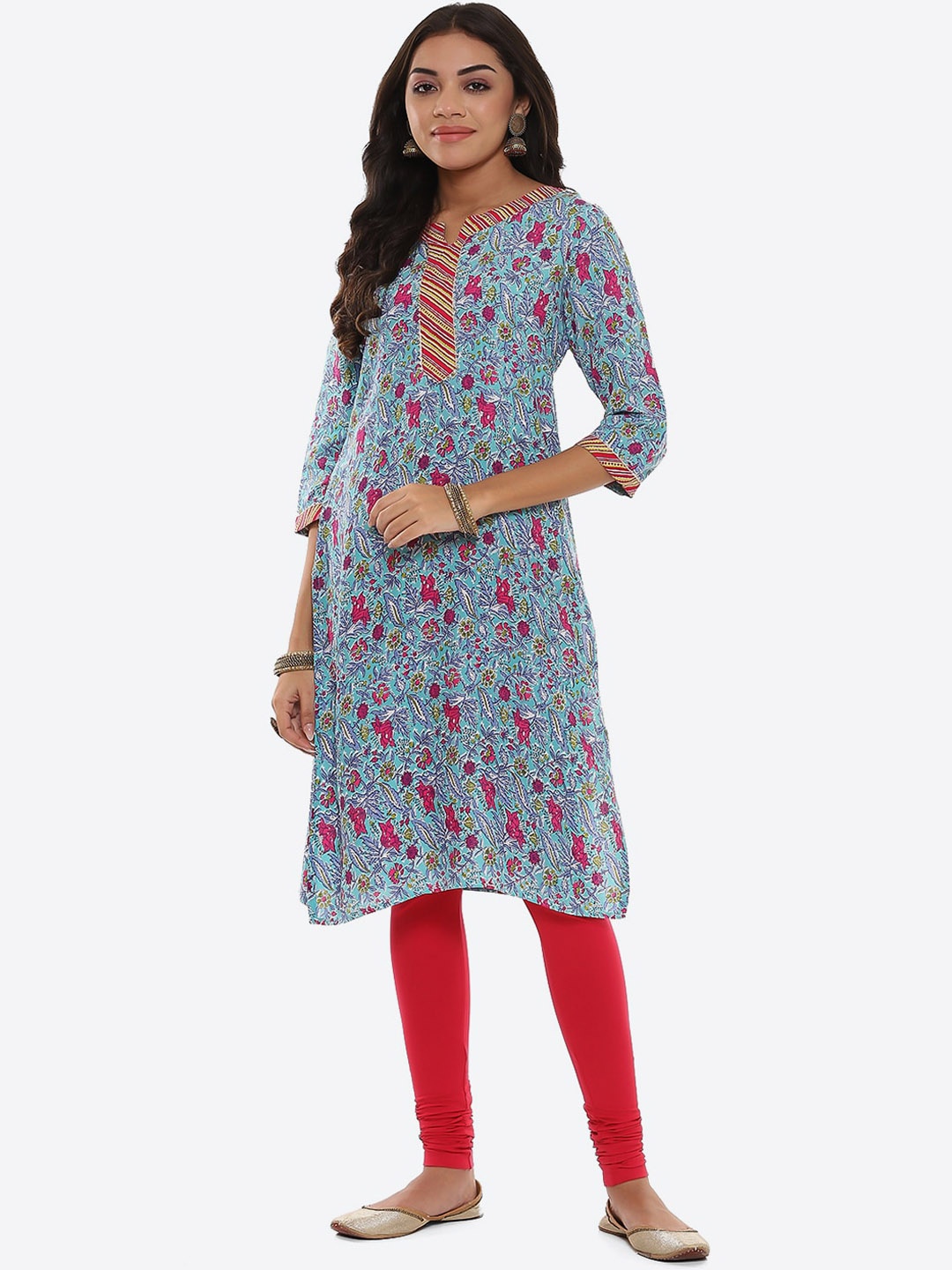 

2Bme Floral Printed Kurta, Green