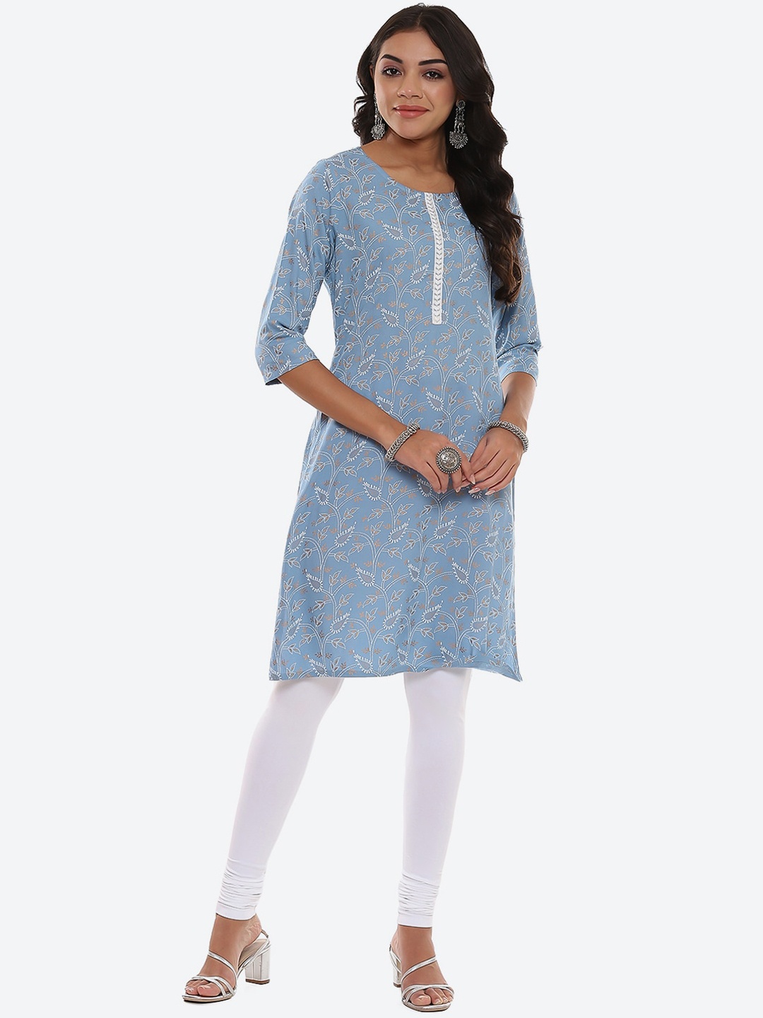 

2Bme Ethnic Motifs Printed Kurta, Blue