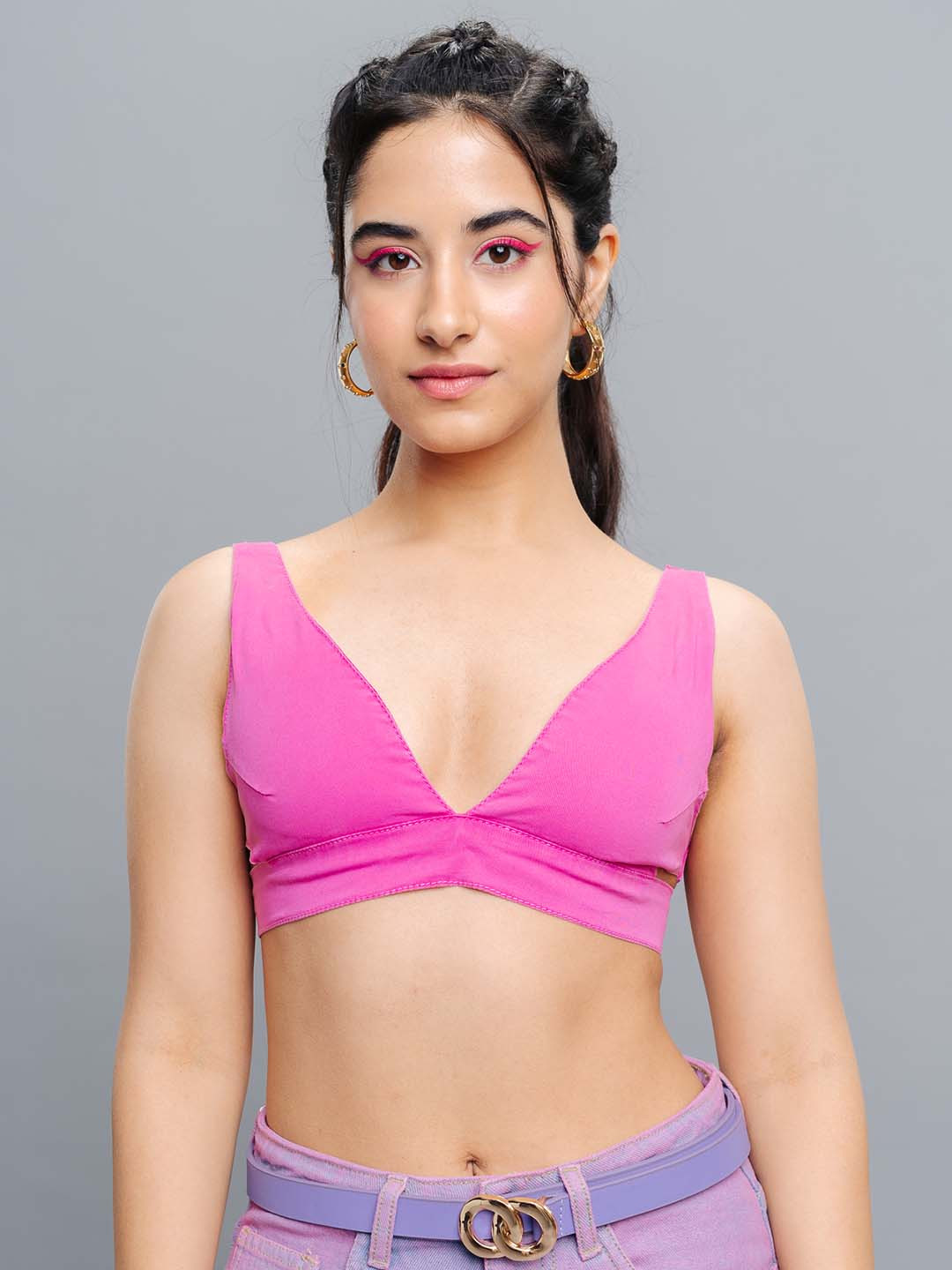 

FREAKINS V-Neck Sleeveless Fitted Top, Pink