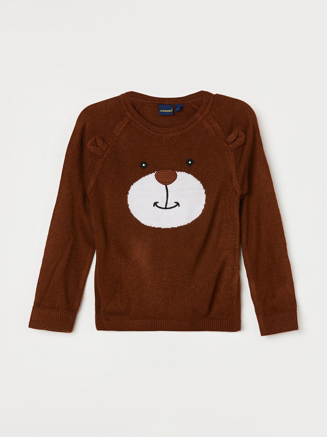 

Juniors by Lifestyle Boys Teddy Bear Applique Long Sleeves Pure Cotton Pullover Sweaters, Brown