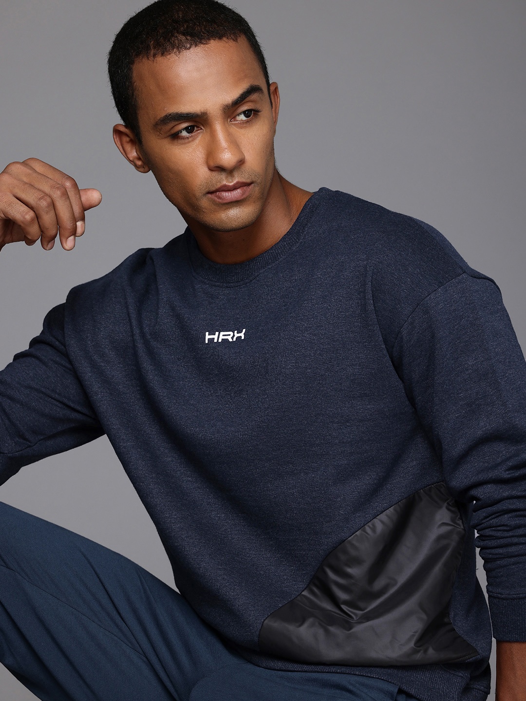 

HRX by Hrithik Roshan Men Self Design Sweatshirt, Blue