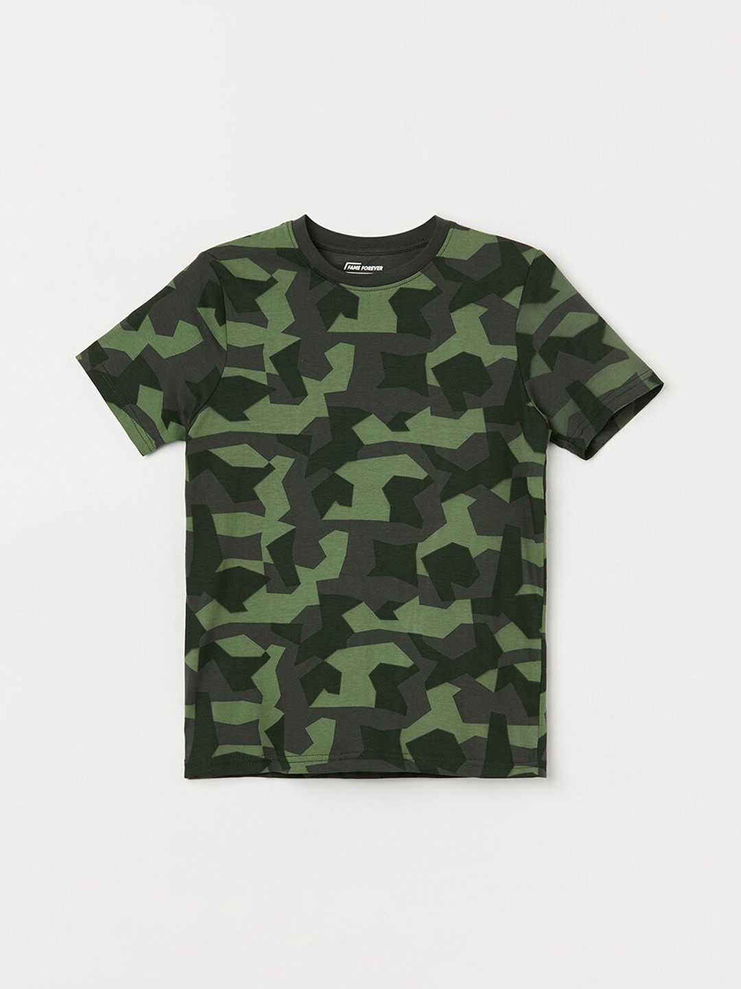

Fame Forever by Lifestyle Boys Camouflage Printed Pure Cotton T-shirt, Olive