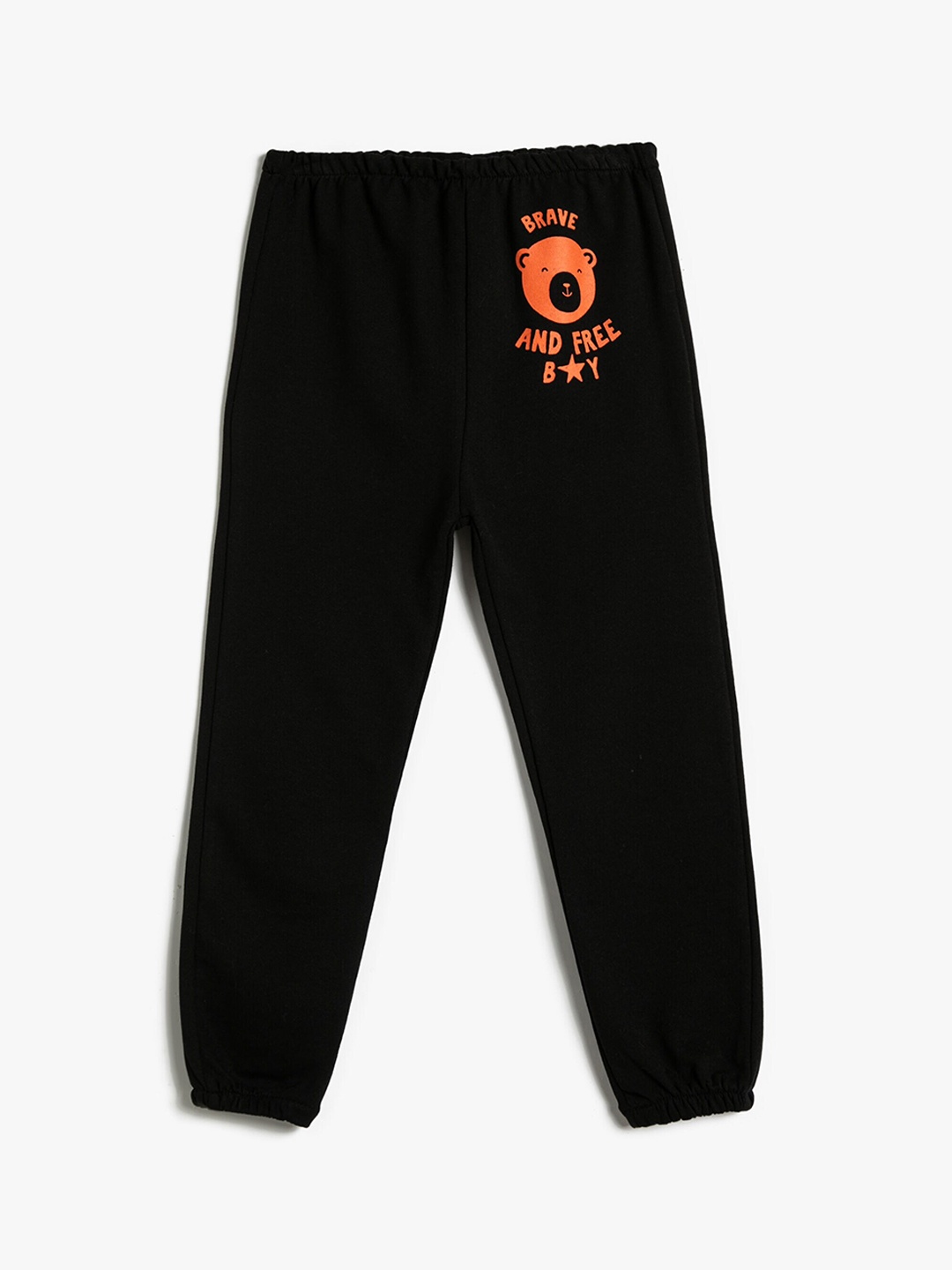 

Koton Boys Typography Printed Pure Cotton Joggers, Black