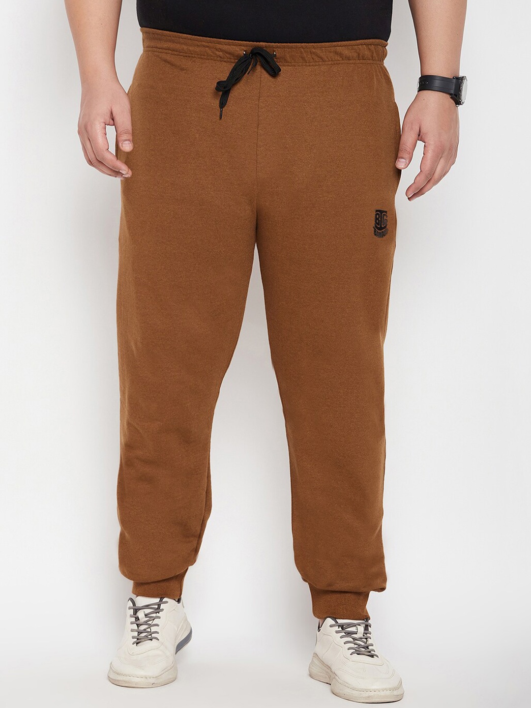 

bigbanana Men Plus Size Mid-Rise Anti Odour Joggers, Brown