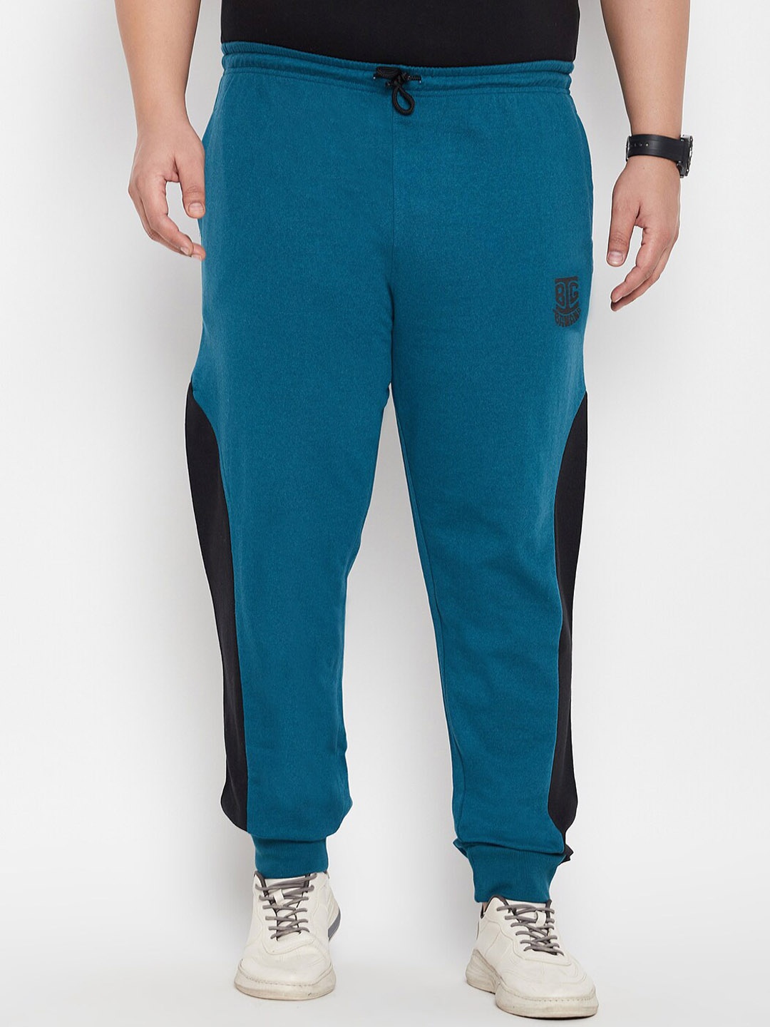 

bigbanana Men Plus Size Anti-Odour Mid-Rise Cotton Joggers, Teal