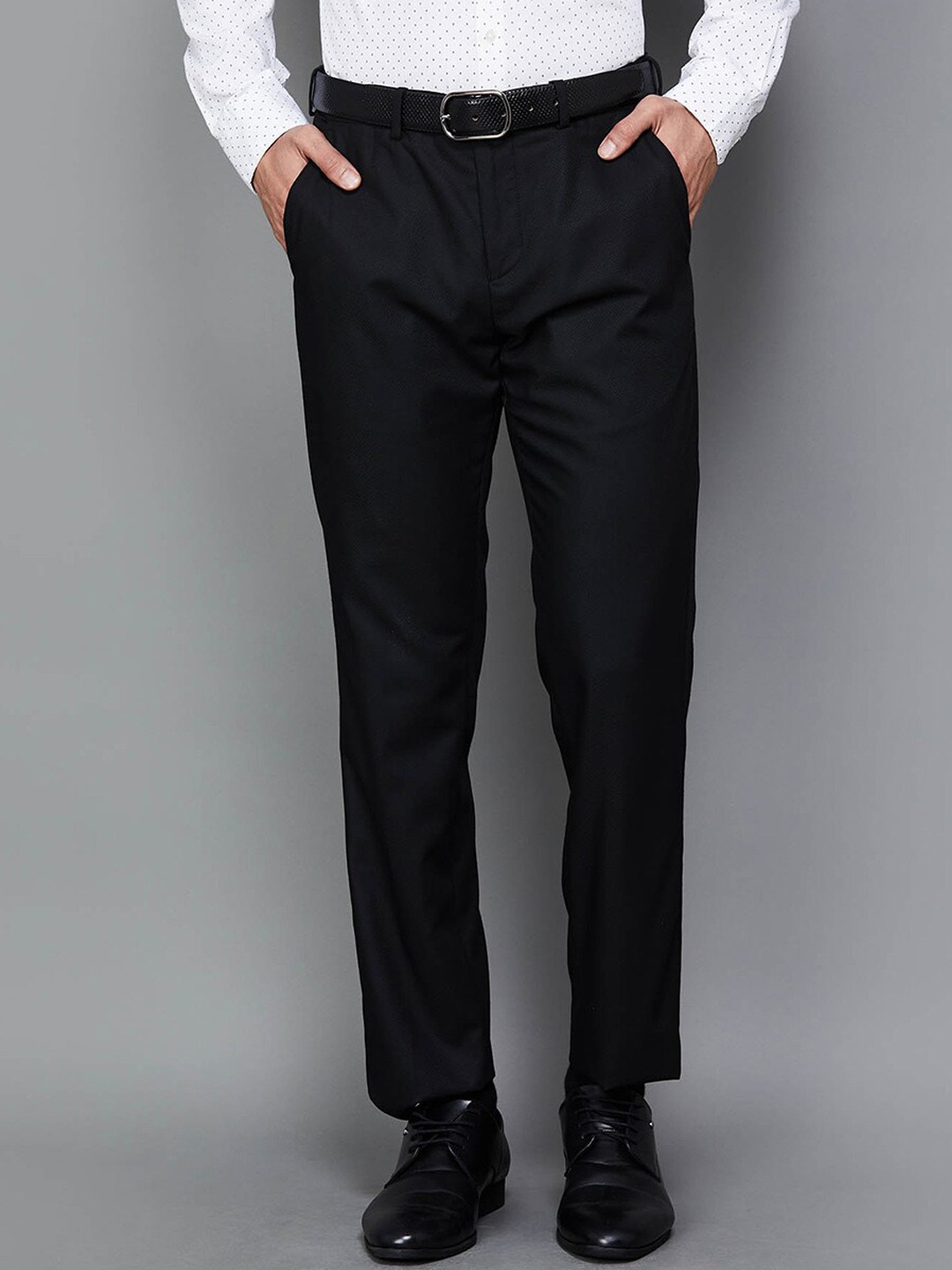 

CODE by Lifestyle Men Slim Fit Mid-Rise Formal Trousers, Black