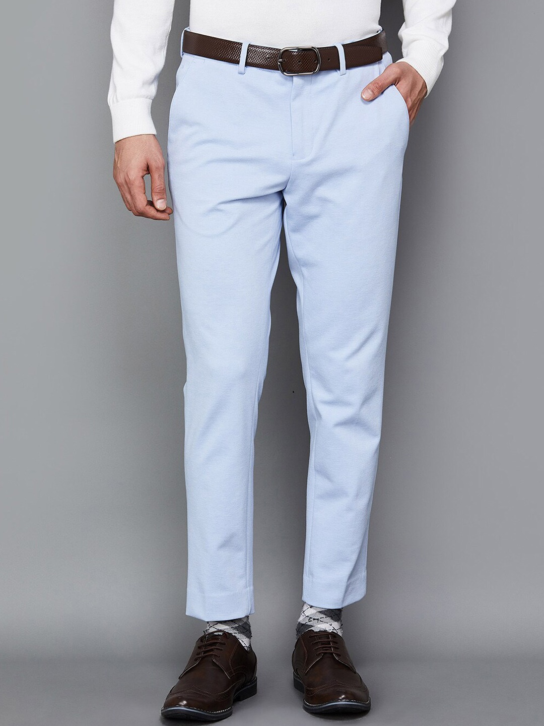 

CODE by Lifestyle Men Slim Fit Mid-Rise Formal Trousers, Blue