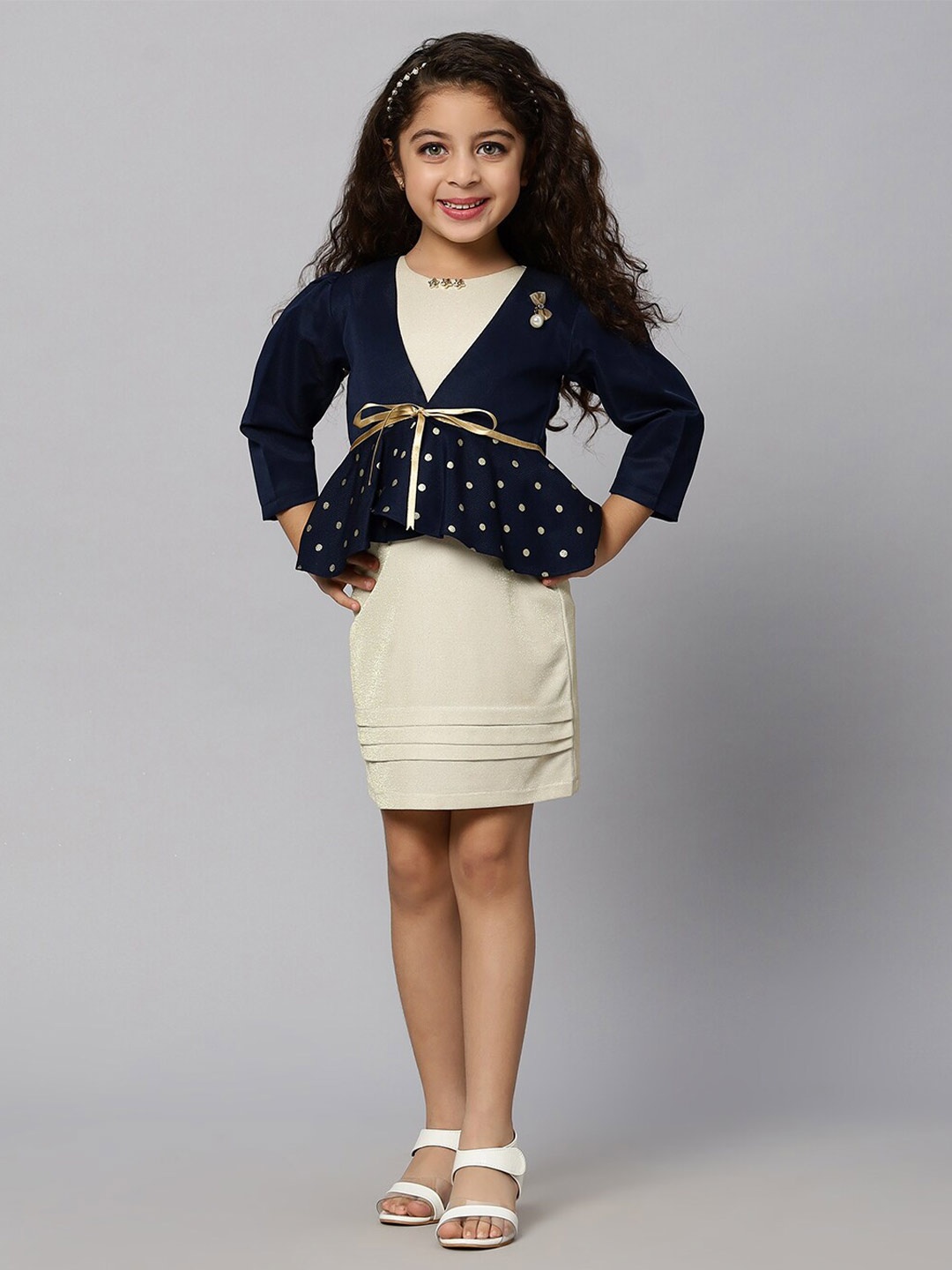 

Macwin Girls Textured Sheath Dress & Jacket, Yellow