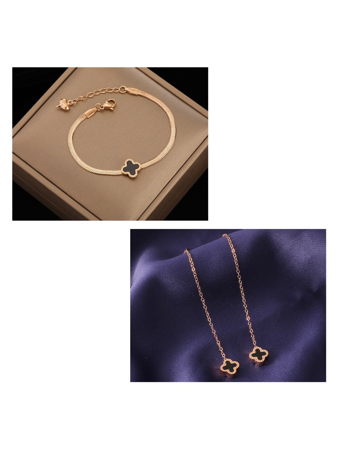 

MYKI Rose Gold Plated CZ Studded Stainless Steel Jewellery Set