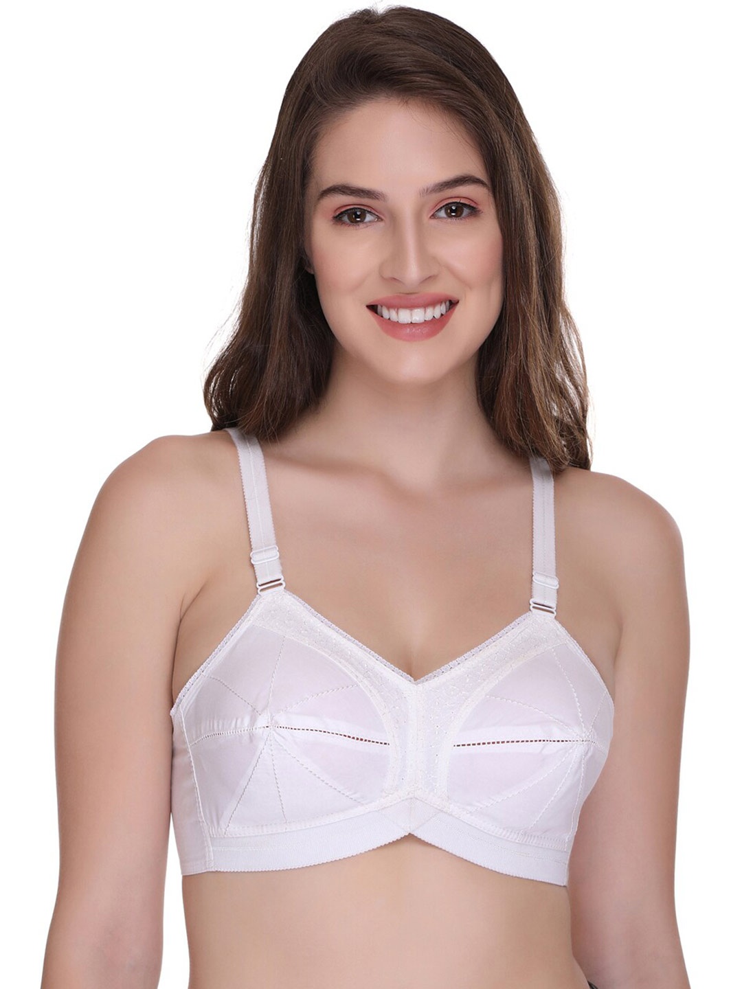 

SONA Pack Of 2 Full Coverage Non Padded Cut and Sew Everyday Bra With All Day Comfort, White