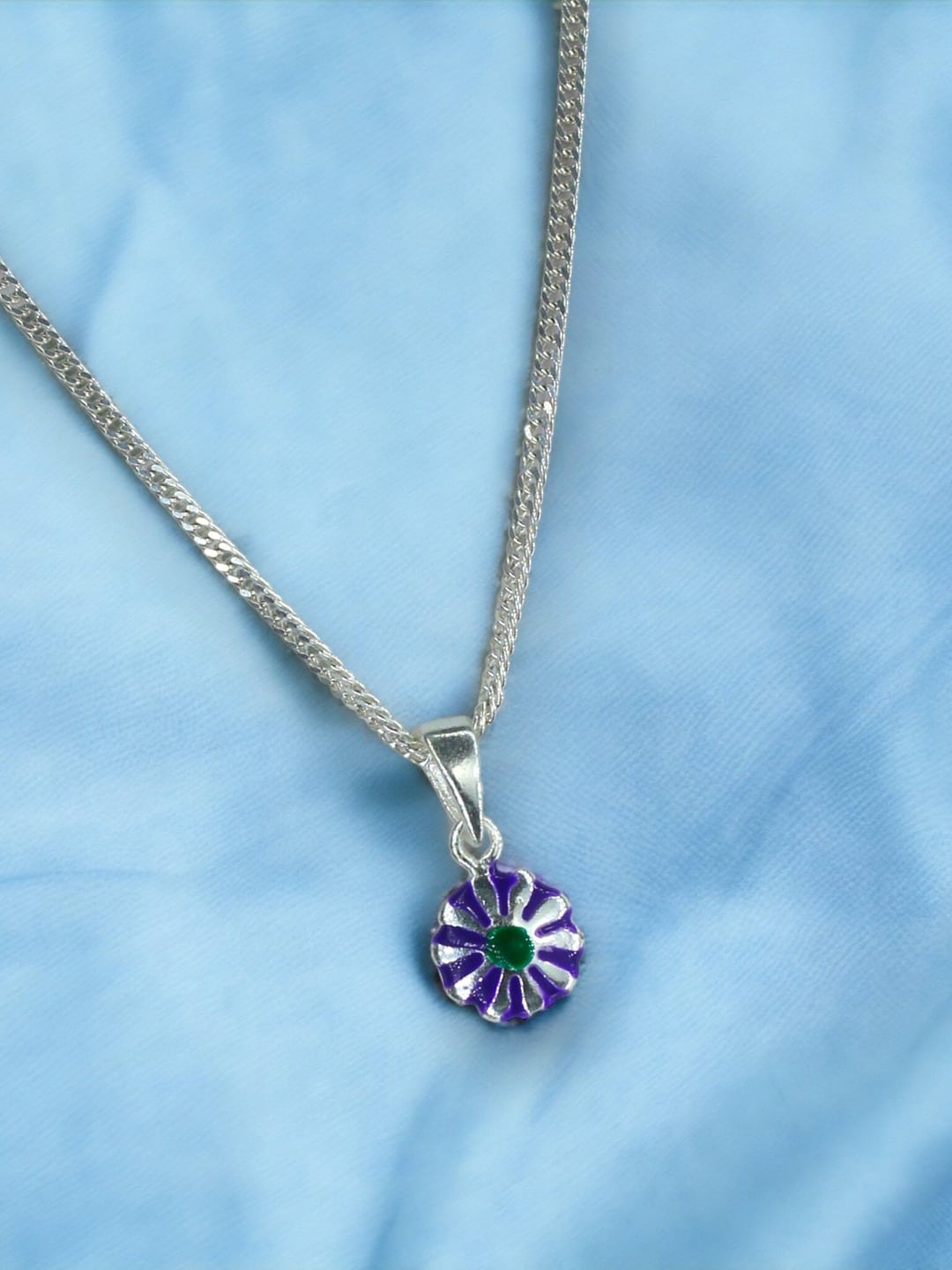 

Taraash Girls 925 Sterling Silver Floral Pendant With Chain, Purple