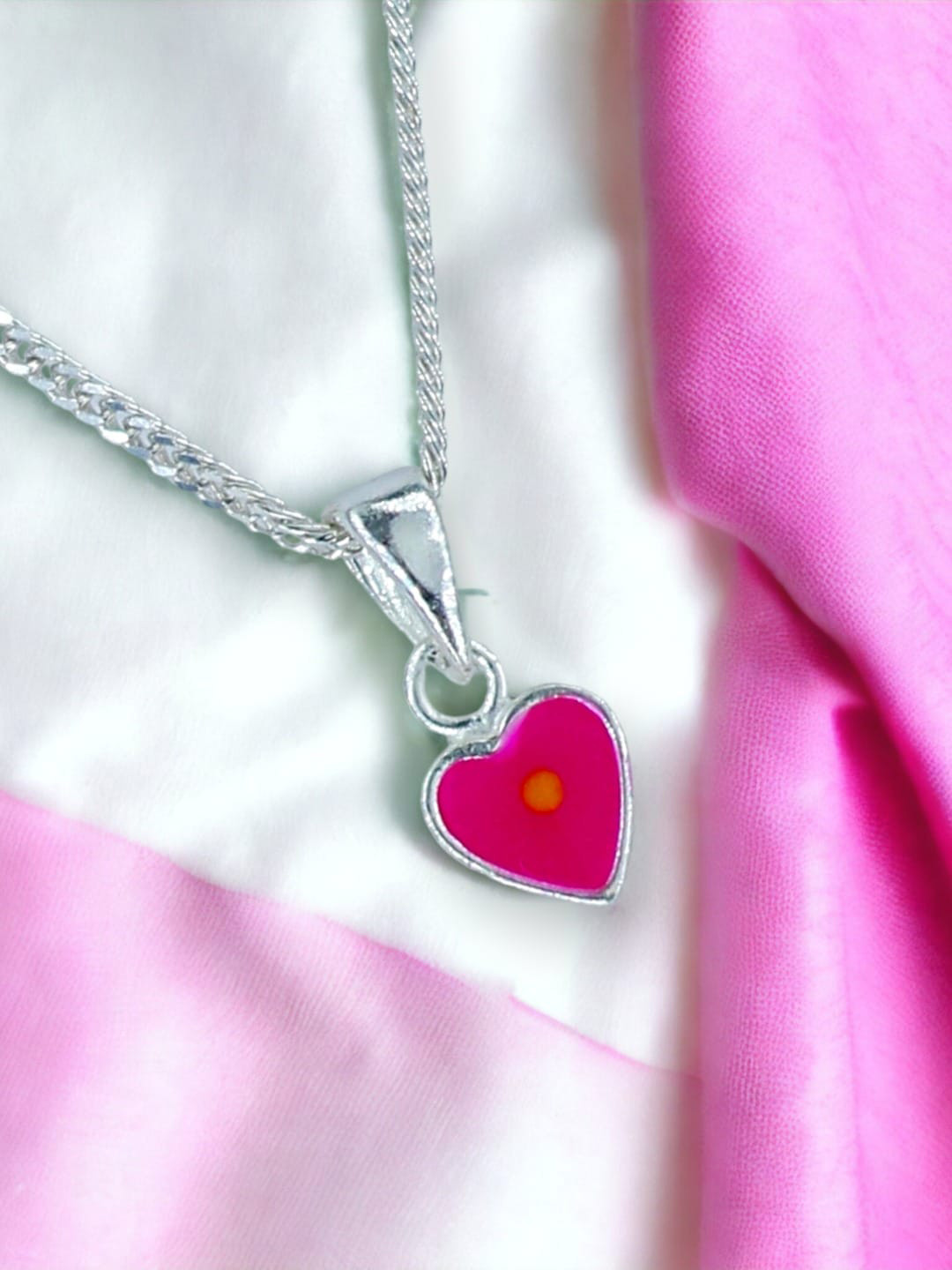 

Taraash Girls 925 Sterling Silver Heart Pendant With Chain, Pink
