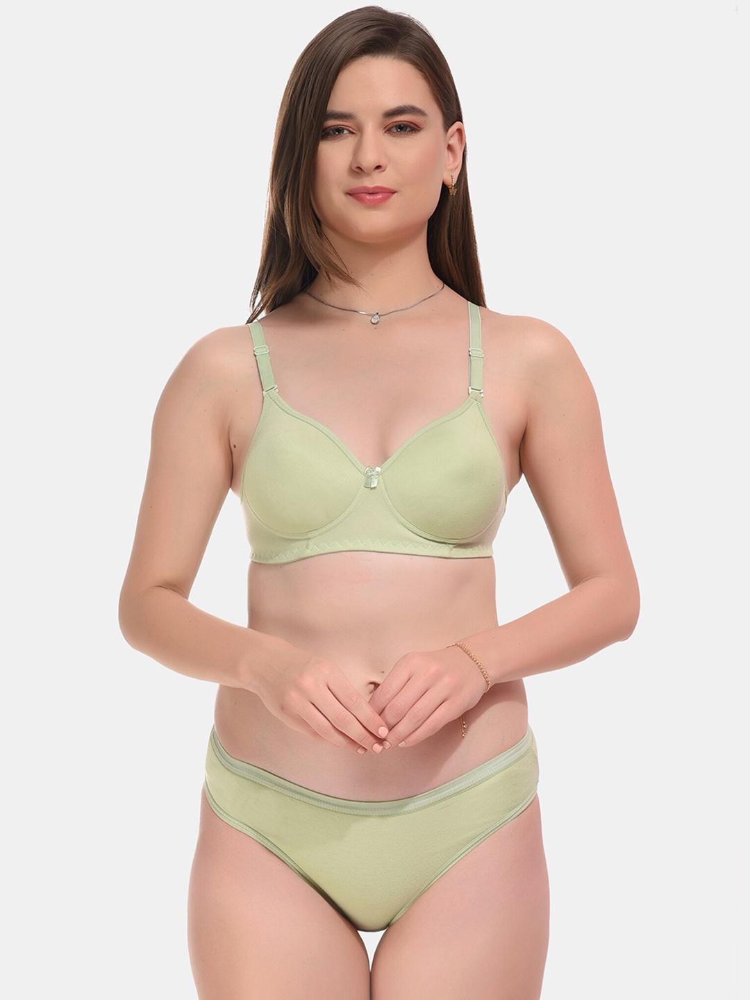 

ESOROUCHA Lightly Padded Non Wired Lingerie Set, Green