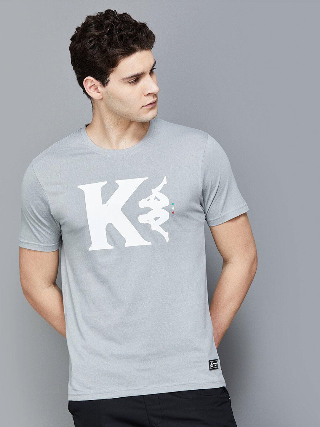 

Kappa Typography Printed Cotton T-Shirt, Grey