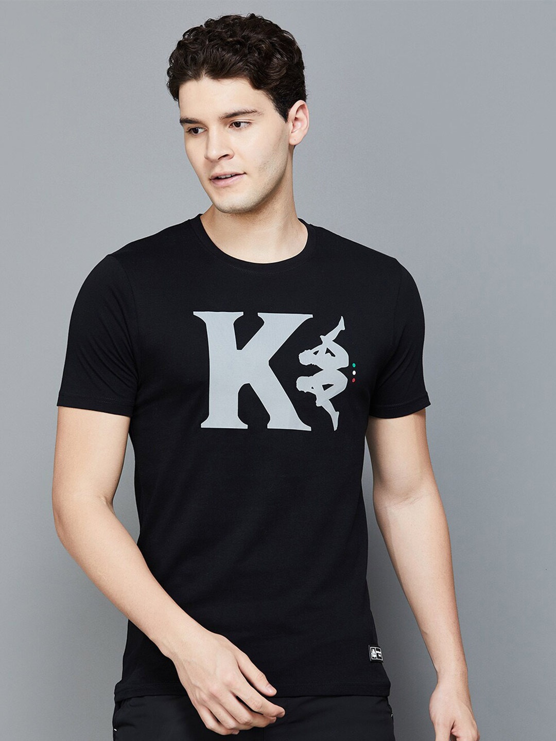 

Kappa Typography Printed Cotton T-Shirt, Black