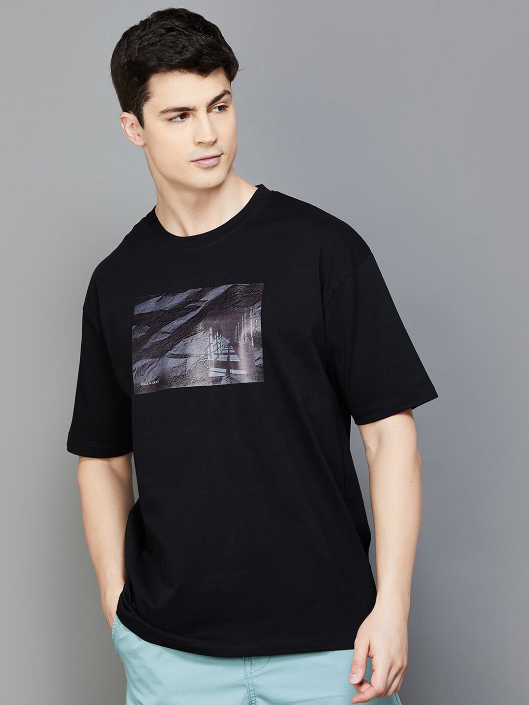 

Bossini Graphic Printed Round Neck T-shirt, Black