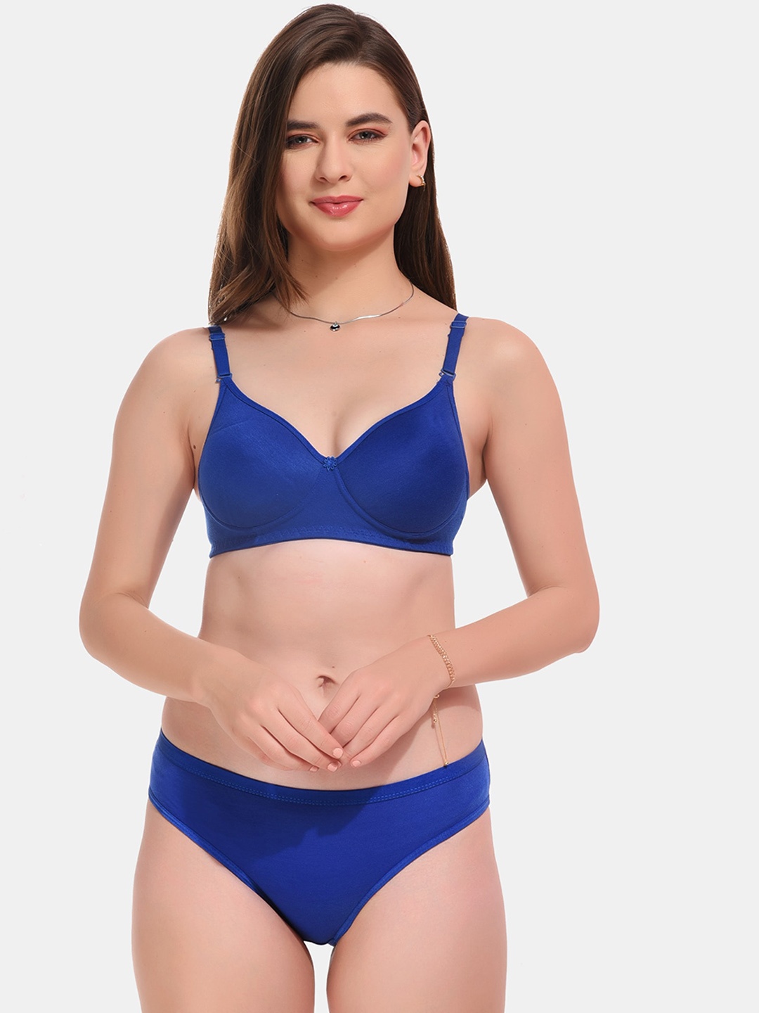 

ESOROUCHA Lightly Padded Non Wired Lingerie Set, Blue