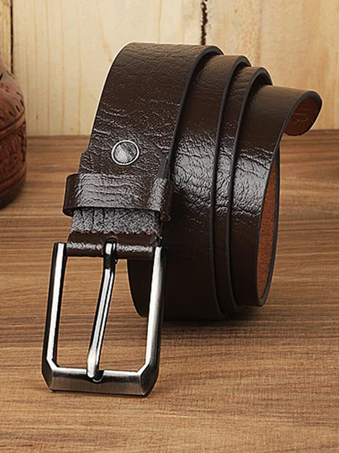 

Provogue Men Leather Textured Formal Belt, Brown