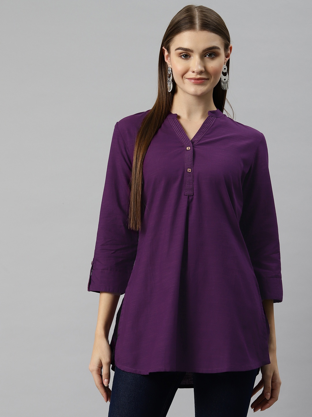 

Nayam By Lakshita Mandarin Collar Tunic, Purple