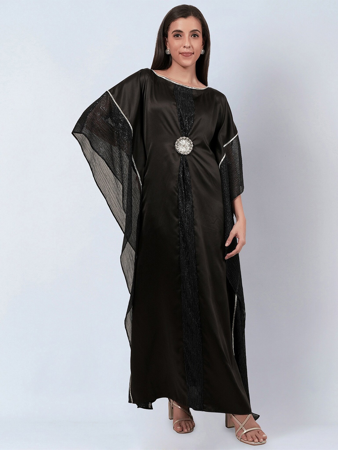 

First Resort by Ramola Bachchan Embellished Detail Flared Sleeve Maxi Dress, Black