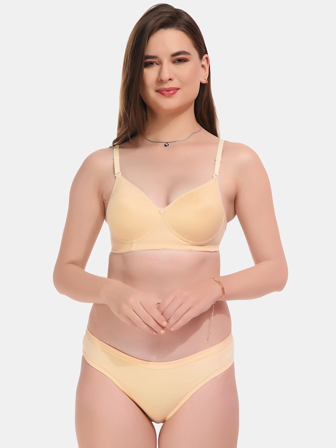 

ESOROUCHA Lightly Padded Non Wired Lingerie Set, Cream