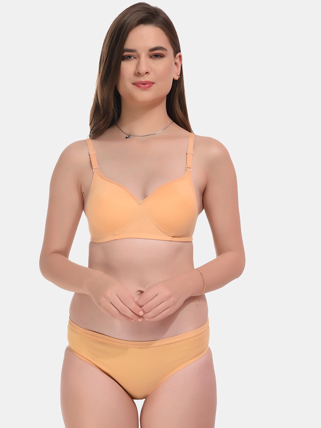 

ESOROUCHA Lightly Padded Non Wired Lingerie Set, Beige