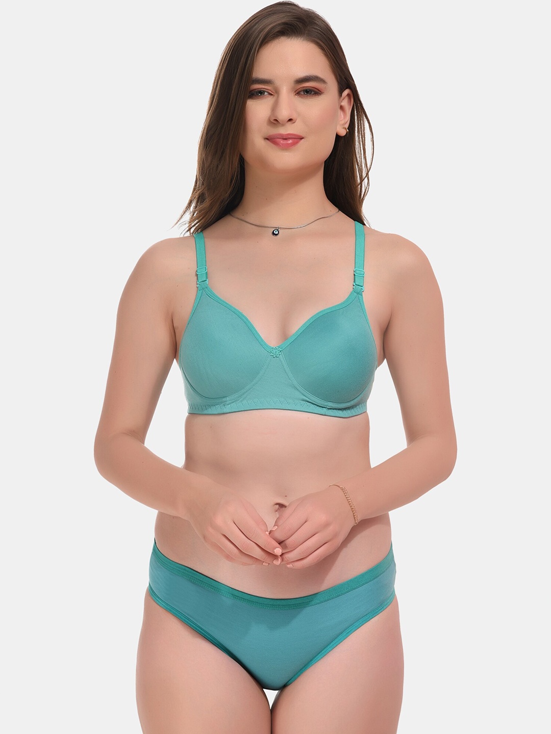 

ESOROUCHA Lightly Padded Non Wired Lingerie Set, Green