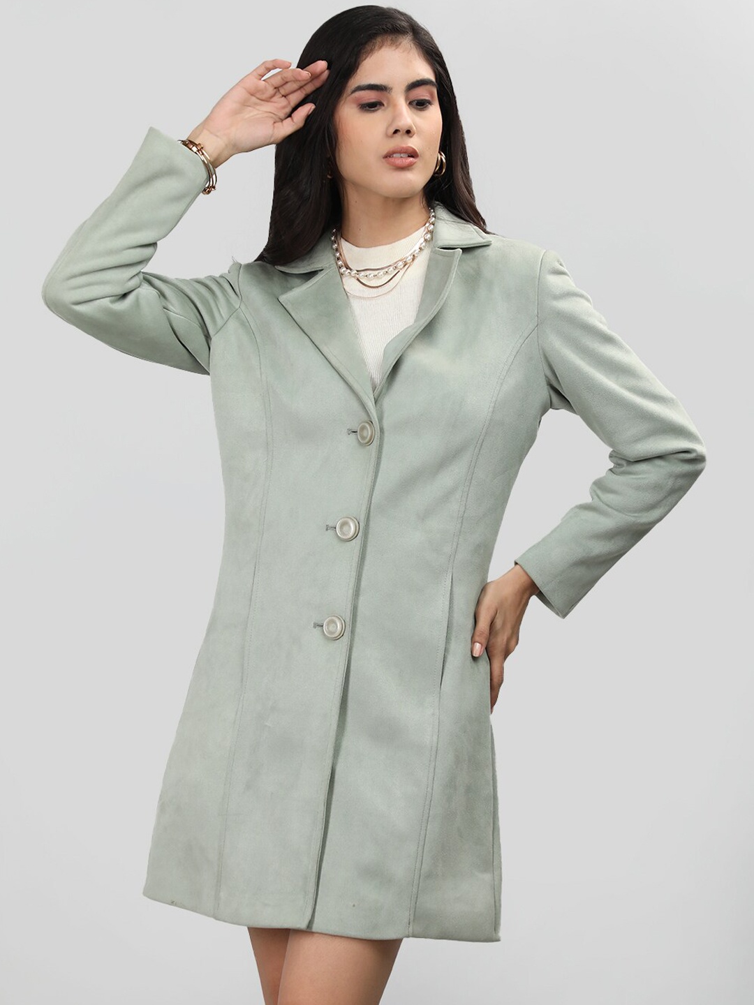 

LURE URBAN Single-Breasted Wool Longline Overcoat, Green